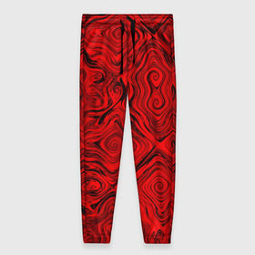 Женские брюки 3D с принтом Tie-Dye red в Екатеринбурге, полиэстер 100% | прямой крой, два кармана без застежек по бокам, с мягкой трикотажной резинкой на поясе и по низу штанин. В поясе для дополнительного комфорта — широкие завязки | волны | красный | разводы | текстура