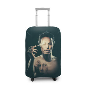 Чехол для чемодана 3D с принтом HIM в Екатеринбурге, 86% полиэфир, 14% спандекс | двустороннее нанесение принта, прорези для ручек и колес | 