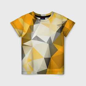 Детская футболка 3D с принтом Sport Abstract 2018 в Екатеринбурге, 100% гипоаллергенный полиэфир | прямой крой, круглый вырез горловины, длина до линии бедер, чуть спущенное плечо, ткань немного тянется | абстракция | геометрия | желтый | краски | линии | мода | модные | пирамиды | полосы | серый | тренды | треугольники | узоры | фигуры | цвет