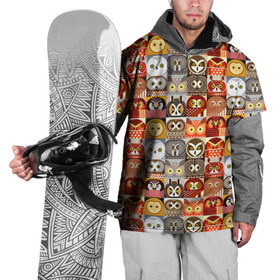 Накидка на куртку 3D с принтом Совы Плитка в Екатеринбурге, 100% полиэстер |  | Тематика изображения на принте: ассорти | вид | глаза | квадраты | кубики | орнитолог | паттерн | принт | птица | сова | филин