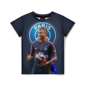 Детская футболка 3D с принтом Neymar PSG в Екатеринбурге, 100% гипоаллергенный полиэфир | прямой крой, круглый вырез горловины, длина до линии бедер, чуть спущенное плечо, ткань немного тянется | Тематика изображения на принте: neymar psg | неймар | неймар псж | псж | футбол