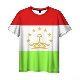 Мужская футболка 3D с принтом Флаг Таджикистана в Екатеринбурге, 100% полиэфир | прямой крой, круглый вырез горловины, длина до линии бедер | парчами точикистон | таджикистан | точикистон | флаг | флаг таджикистана