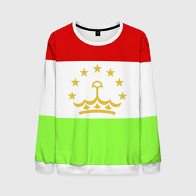 Мужской свитшот 3D с принтом Флаг Таджикистана в Екатеринбурге, 100% полиэстер с мягким внутренним слоем | круглый вырез горловины, мягкая резинка на манжетах и поясе, свободная посадка по фигуре | парчами точикистон | таджикистан | точикистон | флаг | флаг таджикистана