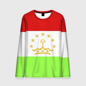 Мужской лонгслив 3D с принтом Флаг Таджикистана в Екатеринбурге, 100% полиэстер | длинные рукава, круглый вырез горловины, полуприлегающий силуэт | Тематика изображения на принте: парчами точикистон | таджикистан | точикистон | флаг | флаг таджикистана