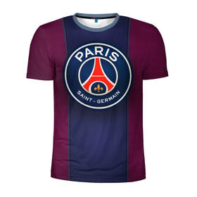 Мужская футболка 3D спортивная с принтом Paris Saint-Germain в Екатеринбурге, 100% полиэстер с улучшенными характеристиками | приталенный силуэт, круглая горловина, широкие плечи, сужается к линии бедра | psg | париж | псж | форма | футбол