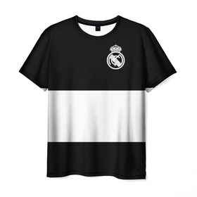 Мужская футболка 3D с принтом Real Madrid Black Collection в Екатеринбурге, 100% полиэфир | прямой крой, круглый вырез горловины, длина до линии бедер | Тематика изображения на принте: emirates | fc | real madrid | клуб | мяч | реал мадрид