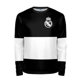 Мужской лонгслив 3D с принтом Real Madrid Black Collection в Екатеринбурге, 100% полиэстер | длинные рукава, круглый вырез горловины, полуприлегающий силуэт | Тематика изображения на принте: emirates | fc | real madrid | клуб | мяч | реал мадрид