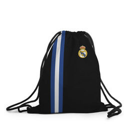 Рюкзак-мешок 3D с принтом Real Madrid Line Collection в Екатеринбурге, 100% полиэстер | плотность ткани — 200 г/м2, размер — 35 х 45 см; лямки — толстые шнурки, застежка на шнуровке, без карманов и подкладки | emirates | fc | real madrid | клуб | мяч | реал мадрид
