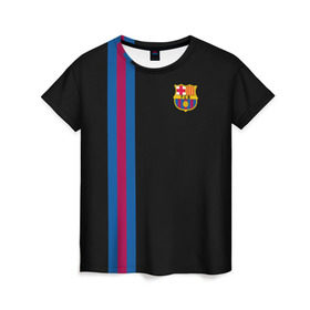 Женская футболка 3D с принтом FC Barcelona Line Collection в Екатеринбурге, 100% полиэфир ( синтетическое хлопкоподобное полотно) | прямой крой, круглый вырез горловины, длина до линии бедер | fc | барселона | эмблема