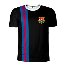 Мужская футболка 3D спортивная с принтом FC Barcelona Line Collection в Екатеринбурге, 100% полиэстер с улучшенными характеристиками | приталенный силуэт, круглая горловина, широкие плечи, сужается к линии бедра | Тематика изображения на принте: fc | барселона | эмблема