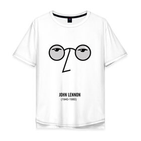 Мужская футболка хлопок Oversize с принтом Джон Ленон 1 в Екатеринбурге, 100% хлопок | свободный крой, круглый ворот, “спинка” длиннее передней части | Тематика изображения на принте: 