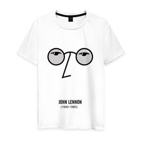 Мужская футболка хлопок с принтом Джон Ленон 1 в Екатеринбурге, 100% хлопок | прямой крой, круглый вырез горловины, длина до линии бедер, слегка спущенное плечо. | Тематика изображения на принте: 