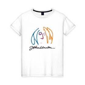 Женская футболка хлопок с принтом Джон Ленон 2 в Екатеринбурге, 100% хлопок | прямой крой, круглый вырез горловины, длина до линии бедер, слегка спущенное плечо | john lennon | the beatles | битлс | джон леннон