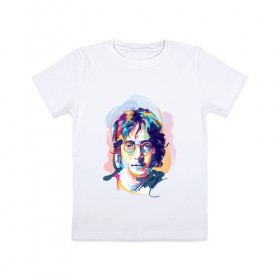 Детская футболка хлопок с принтом Джон Леннон 6 в Екатеринбурге, 100% хлопок | круглый вырез горловины, полуприлегающий силуэт, длина до линии бедер | john lennon | the beatles | битлс | джон леннон