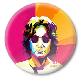 Значок с принтом Джон Леннон 7 в Екатеринбурге,  металл | круглая форма, металлическая застежка в виде булавки | 