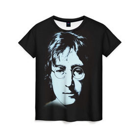 Женская футболка 3D с принтом Джон Леннон 7 в Екатеринбурге, 100% полиэфир ( синтетическое хлопкоподобное полотно) | прямой крой, круглый вырез горловины, длина до линии бедер | john lennon | the beatles | битлс | джон леннон