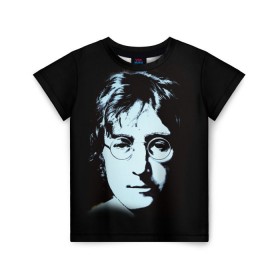 Детская футболка 3D с принтом Джон Леннон 7 в Екатеринбурге, 100% гипоаллергенный полиэфир | прямой крой, круглый вырез горловины, длина до линии бедер, чуть спущенное плечо, ткань немного тянется | Тематика изображения на принте: john lennon | the beatles | битлс | джон леннон