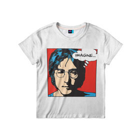 Детская футболка 3D с принтом Джон Леннон 8 в Екатеринбурге, 100% гипоаллергенный полиэфир | прямой крой, круглый вырез горловины, длина до линии бедер, чуть спущенное плечо, ткань немного тянется | Тематика изображения на принте: 