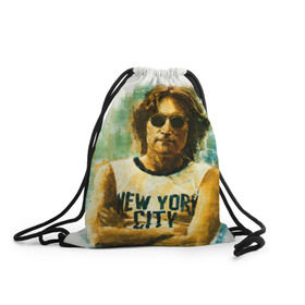 Рюкзак-мешок 3D с принтом Джон Леннон 10 в Екатеринбурге, 100% полиэстер | плотность ткани — 200 г/м2, размер — 35 х 45 см; лямки — толстые шнурки, застежка на шнуровке, без карманов и подкладки | john lennon | the beatles | битлс | джон леннон