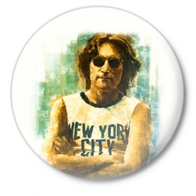 Значок с принтом Джон Леннон 10 в Екатеринбурге,  металл | круглая форма, металлическая застежка в виде булавки | john lennon | the beatles | битлс | джон леннон