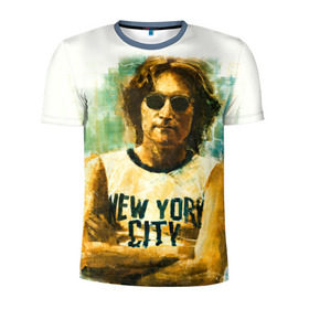 Мужская футболка 3D спортивная с принтом Джон Леннон 10 в Екатеринбурге, 100% полиэстер с улучшенными характеристиками | приталенный силуэт, круглая горловина, широкие плечи, сужается к линии бедра | john lennon | the beatles | битлс | джон леннон