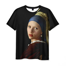 Мужская футболка 3D с принтом Scarlett Johansson в Екатеринбурге, 100% полиэфир | прямой крой, круглый вырез горловины, длина до линии бедер | 