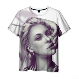 Мужская футболка 3D с принтом Scarlett Johansson в Екатеринбурге, 100% полиэфир | прямой крой, круглый вырез горловины, длина до линии бедер | Тематика изображения на принте: scarlett johansson | скарлет йохансон | скарлетт йоханссон
