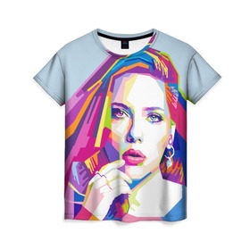 Женская футболка 3D с принтом Scarlett Johansson в Екатеринбурге, 100% полиэфир ( синтетическое хлопкоподобное полотно) | прямой крой, круглый вырез горловины, длина до линии бедер | scarlett johansson | скарлет йохансон | скарлетт йоханссон