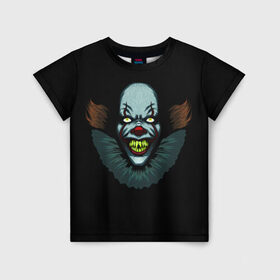 Детская футболка 3D с принтом Clown в Екатеринбурге, 100% гипоаллергенный полиэфир | прямой крой, круглый вырез горловины, длина до линии бедер, чуть спущенное плечо, ткань немного тянется | horror | pennywise | stephen king | клоун | оно | пеннивайз | стивен кинг | ужасы | хоррор