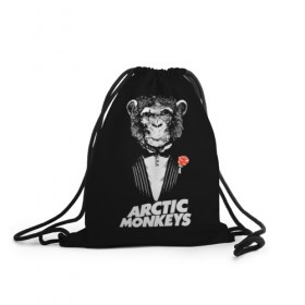 Рюкзак-мешок 3D с принтом Arctic Monkeys в Екатеринбурге, 100% полиэстер | плотность ткани — 200 г/м2, размер — 35 х 45 см; лямки — толстые шнурки, застежка на шнуровке, без карманов и подкладки | алекс тёрнер | арктик | арктические мартышки | гаражный | группа | джейми кук | инди рок | манкис | музыка | мэтт хелдер | ник о мэлли | обезьяна | постпанк ривайвл | психоделический | рок