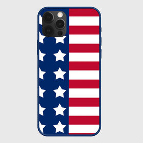 Чехол для iPhone 12 Pro с принтом USA FLAG  АМЕРИКАНСКИЙ ФЛАГ в Екатеринбурге, силикон | область печати: задняя сторона чехла, без боковых панелей | star | usa | америка | белый | звезды | красный | линии | полосы | популярные | синий | сша | триколор | туристические | флаг | цвет | штаты