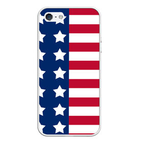 Чехол для iPhone 5/5S матовый с принтом USA FLAG АМЕРИКАНСКИЙ ФЛАГ в Екатеринбурге, Силикон | Область печати: задняя сторона чехла, без боковых панелей | star | usa | америка | белый | звезды | красный | линии | полосы | популярные | синий | сша | триколор | туристические | флаг | цвет | штаты