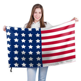 Флаг 3D с принтом USA Flag в Екатеринбурге, 100% полиэстер | плотность ткани — 95 г/м2, размер — 67 х 109 см. Принт наносится с одной стороны | Тематика изображения на принте: star | usa | америка | белый | звезды | красный | линии | полосы | популярные | синий | сша | триколор | туристические | флаг | цвет | штаты
