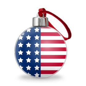 Ёлочный шар с принтом USA Flag в Екатеринбурге, Пластик | Диаметр: 77 мм | star | usa | америка | белый | звезды | красный | линии | полосы | популярные | синий | сша | триколор | туристические | флаг | цвет | штаты