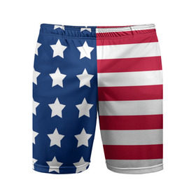 Мужские шорты 3D спортивные с принтом USA Flag в Екатеринбурге,  |  | star | usa | америка | белый | звезды | красный | линии | полосы | популярные | синий | сша | триколор | туристические | флаг | цвет | штаты