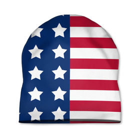 Шапка 3D с принтом USA Flag в Екатеринбурге, 100% полиэстер | универсальный размер, печать по всей поверхности изделия | star | usa | америка | белый | звезды | красный | линии | полосы | популярные | синий | сша | триколор | туристические | флаг | цвет | штаты
