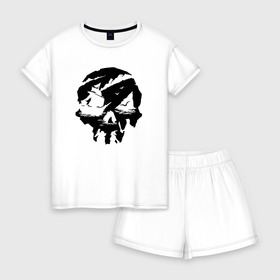 Женская пижама с шортиками хлопок с принтом Sea of thieves в Екатеринбурге, 100% хлопок | футболка прямого кроя, шорты свободные с широкой мягкой резинкой | mmo | море | пират | пираты | сокровища | сокровище
