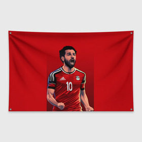 Флаг-баннер с принтом Мохамед Салах в Екатеринбурге, 100% полиэстер | размер 67 х 109 см, плотность ткани — 95 г/м2; по краям флага есть четыре люверса для крепления | mohamed salah ghaly | ливерпуль | мохаммед салах хамед гали | сборная египта | спорт | футбол
