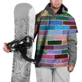 Накидка на куртку 3D с принтом Кирпичи в Екатеринбурге, 100% полиэстер |  | андеграунд | кирпичи | краски | стена | хард | цвет