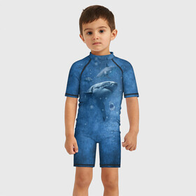 Детский купальный костюм 3D с принтом Shark в Екатеринбурге, Полиэстер 85%, Спандекс 15% | застежка на молнии на спине | fish | ocean | акула | вода | животные | море | океан | рыба | челюсти