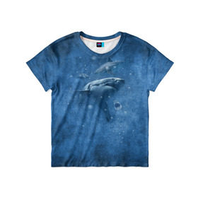 Детская футболка 3D с принтом Shark в Екатеринбурге, 100% гипоаллергенный полиэфир | прямой крой, круглый вырез горловины, длина до линии бедер, чуть спущенное плечо, ткань немного тянется | fish | ocean | акула | вода | животные | море | океан | рыба | челюсти