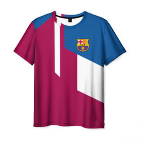 Мужская футболка 3D с принтом FC Barcelona 2018 в Екатеринбурге, 100% полиэфир | прямой крой, круглый вырез горловины, длина до линии бедер | Тематика изображения на принте: fc | барселона | эмблема