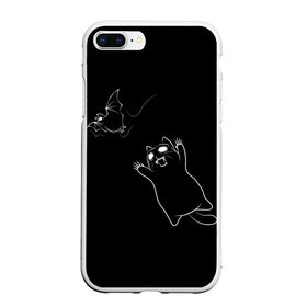 Чехол для iPhone 7Plus/8 Plus матовый с принтом Cat Monster в Екатеринбурге, Силикон | Область печати: задняя сторона чехла, без боковых панелей | cat | halloween | арт | животные | кот | котик | кошки | монстр | мышь | праздник | хэллоуин | черно белый