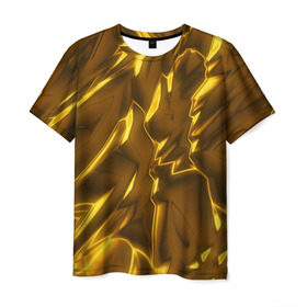 Мужская футболка 3D с принтом Золотые разводы в Екатеринбурге, 100% полиэфир | прямой крой, круглый вырез горловины, длина до линии бедер | Тематика изображения на принте: abstraction | gold | rich | texture | богатство | золотая абстракция | золото | кубики | текстура