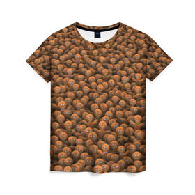 Женская футболка 3D с принтом Имбирные пряники в Екатеринбурге, 100% полиэфир ( синтетическое хлопкоподобное полотно) | прямой крой, круглый вырез горловины, длина до линии бедер | выпечка | еда | имбирный | новогодний | новый год | патерн | печенье | печеньки | рождественский | рождество | текстура | толпа