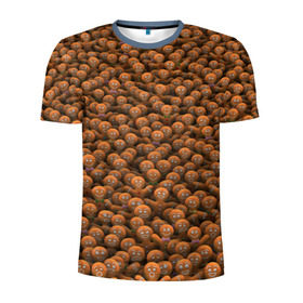 Мужская футболка 3D спортивная с принтом Имбирные пряники в Екатеринбурге, 100% полиэстер с улучшенными характеристиками | приталенный силуэт, круглая горловина, широкие плечи, сужается к линии бедра | выпечка | еда | имбирный | новогодний | новый год | патерн | печенье | печеньки | рождественский | рождество | текстура | толпа