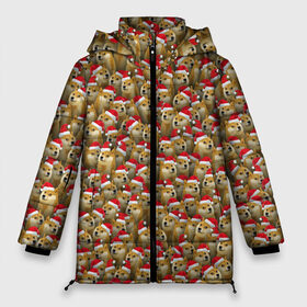 Женская зимняя куртка 3D с принтом Новогодние собаки в Екатеринбурге, верх — 100% полиэстер; подкладка — 100% полиэстер; утеплитель — 100% полиэстер | длина ниже бедра, силуэт Оверсайз. Есть воротник-стойка, отстегивающийся капюшон и ветрозащитная планка. 

Боковые карманы с листочкой на кнопках и внутренний карман на молнии | doge | зима | зимний | лайка | мем | новогодний | новый год | паттерн | рождество | сиба ину | собака | собакен | хаски | шапка
