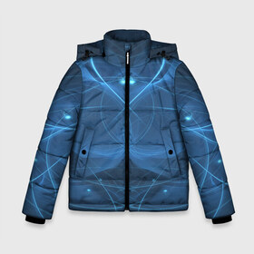 Зимняя куртка для мальчиков 3D с принтом Blue fractal в Екатеринбурге, ткань верха — 100% полиэстер; подклад — 100% полиэстер, утеплитель — 100% полиэстер | длина ниже бедра, удлиненная спинка, воротник стойка и отстегивающийся капюшон. Есть боковые карманы с листочкой на кнопках, утяжки по низу изделия и внутренний карман на молнии. 

Предусмотрены светоотражающий принт на спинке, радужный светоотражающий элемент на пуллере молнии и на резинке для утяжки | art | background | beautiful | color | festive | fractal | lines | photo | picture | smooth | strange | style