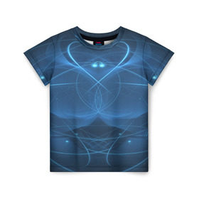 Детская футболка 3D с принтом Blue fractal в Екатеринбурге, 100% гипоаллергенный полиэфир | прямой крой, круглый вырез горловины, длина до линии бедер, чуть спущенное плечо, ткань немного тянется | art | background | beautiful | color | festive | fractal | lines | photo | picture | smooth | strange | style