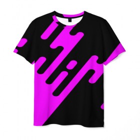 Мужская футболка 3D с принтом Pink geometry в Екатеринбурге, 100% полиэфир | прямой крой, круглый вырез горловины, длина до линии бедер | abstraction | engine | pattern | абстракция | геометрия | графики | движение | краска | текстура | чертежи | штрихи